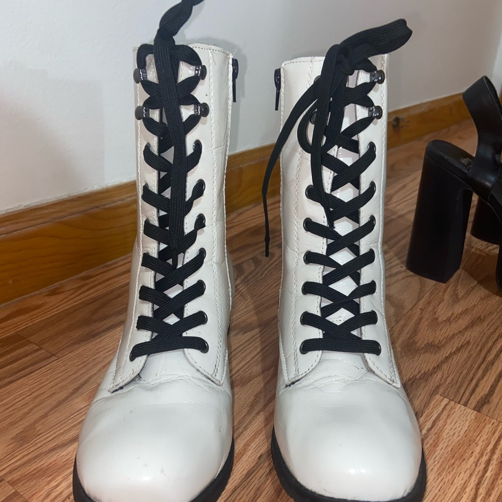 White Combat Boots